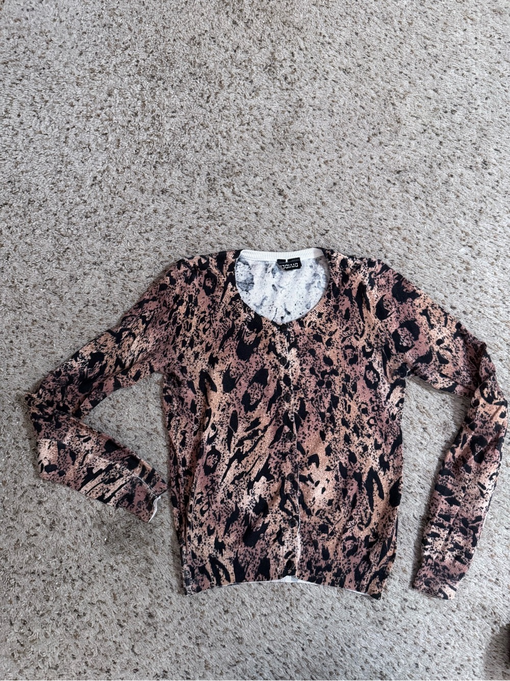 H&M Divided Leopard-Print Cardigan in Blush Black - Cozy Lightweight Knit